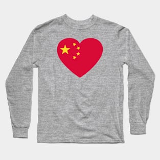 I Love China // Heart-Shaped Chinese Flag Long Sleeve T-Shirt